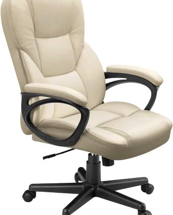 Office Executive Chair High Back Adjustable Managerial Home Desk Chair,Swivel Computer PU Leather Chair with Lumbar Support (Khaki)