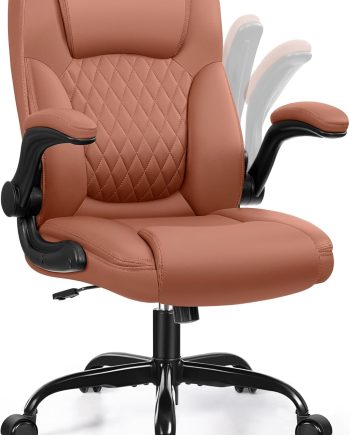 Leather Office Chair, PU Home Computer Desk Chairs with Ergonomic Back Support, 360°Swivel Free, Small Gaming Chair with Wheels and Adjustable Armrests, for Short People Use