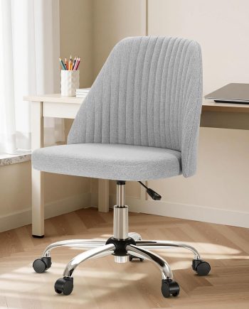Office Chair, Comfy Desk Chair Roliing Vanity Swivel Task Chairs with Wheels, Wide Seating Armless Height Adjustable Computer Chairs for Home,Bedroom,Student,Adults, Classic Grey
