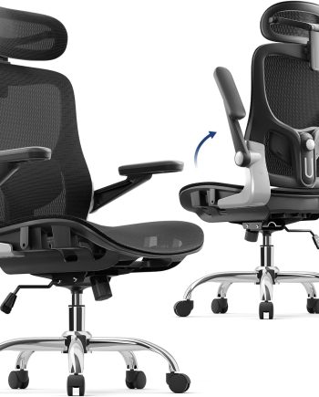 Ergonomic Office Chair, Mesh Seat Cushion with 3D Armrests and 3D Headrest, Adjustable Lumbar Support, SGS Class 4 Gas Clylinder, Black
