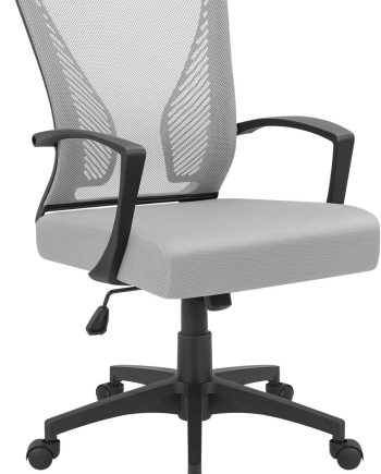 Office Chair Ergonomic Computer Desk Mesh Chair Mid Back Swivel Lumbar Support with Armrest (1, Gray)