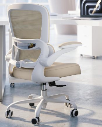 Office Chair Ergonomic Desk Chair, 330 LBS Home Mesh Office Desk Chairs with Wheels, Comfortable Gaming Chair, High Back Office Chair for Long Hours (Beige)