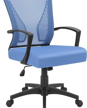 Office Chair Ergonomic Computer Desk Mesh Chair Mid Back Swivel Lumbar Support with Armrest (1, Blue)