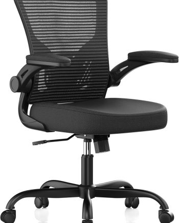 Office Chair, Ergonomic Desk Chairs 330LBS Capacity High Back Mesh Computer Chair with Flip-up Armrests, Comfy Work Chair with Adjustable Lumbar Support, Rolling Chair