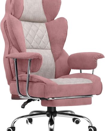 Big and Tall Gaming Chair with Pocket Spring Lumbar Support, Ergonomic Office Chair with Footrest, Executive Desk Chair with Outward Fixed Soft Armrests, Computer Chair with High Back,