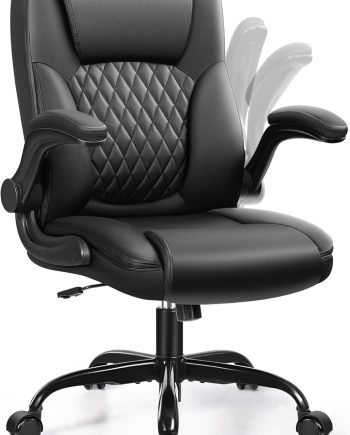 Leather Office Chair, PU Home Computer Desk Chairs with Ergonomic Back Support, 360°Swivel Free, Small Gaming Chair with Wheels and Adjustable Armrests, for Short People Use